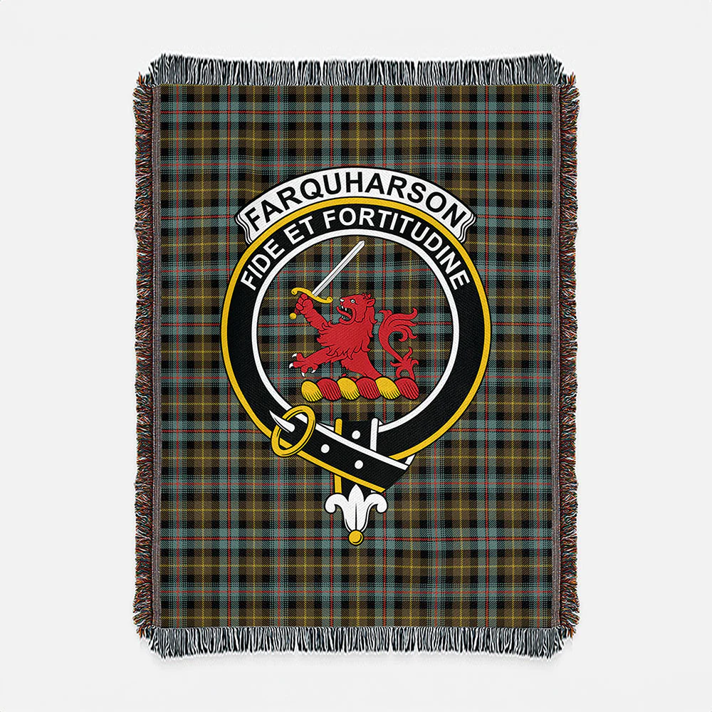 Scottish Farquharson Weathered Clan Badge Tartan Woven Blanket - Image 2