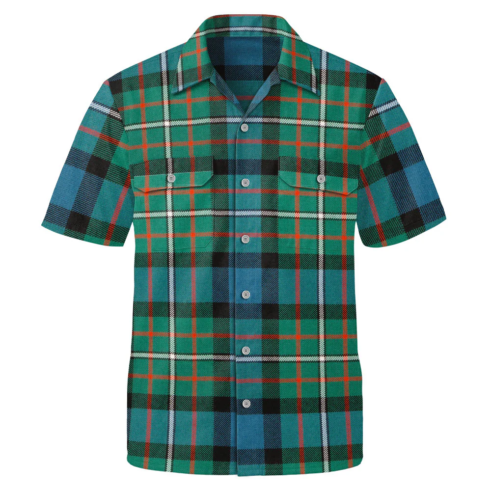 Scottish FERGUSON ANCIENT Clan Badge Tartan Short Sleeve Work Shirt