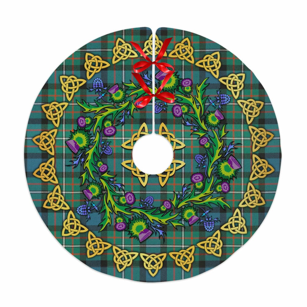 Scottish Ferguson Ancient Tartan Thistle Celtic Knot Christmas Tree Skirt