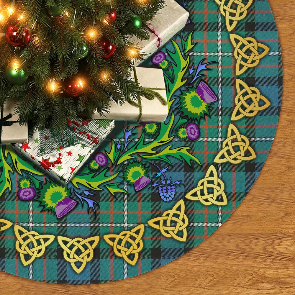 Scottish Ferguson Ancient Tartan Thistle Celtic Knot Christmas Tree Skirt - Image 2