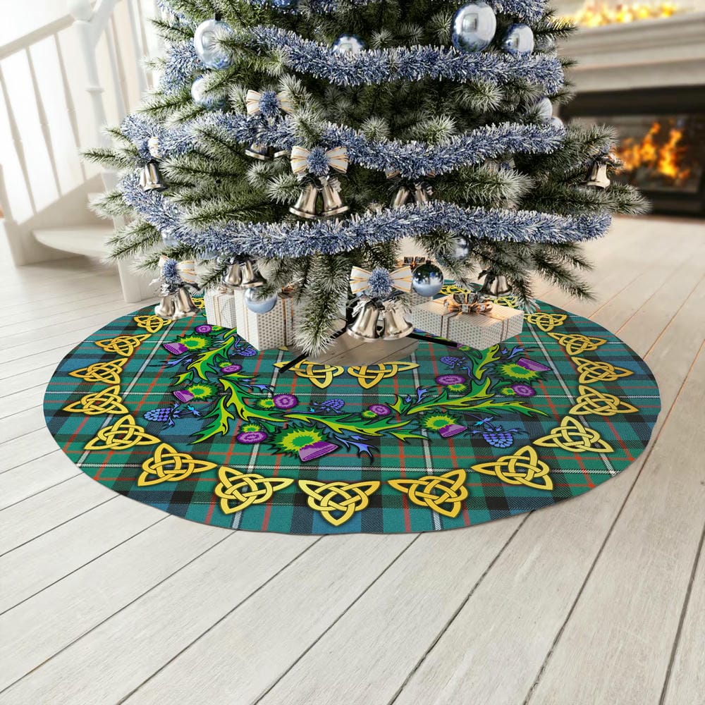 Scottish Ferguson Ancient Tartan Thistle Celtic Knot Christmas Tree Skirt - Image 3