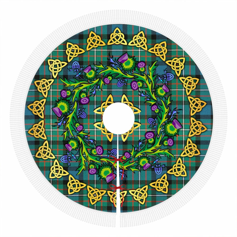 Scottish Ferguson Ancient Tartan Thistle Celtic Knot Christmas Tree Skirt - Image 4