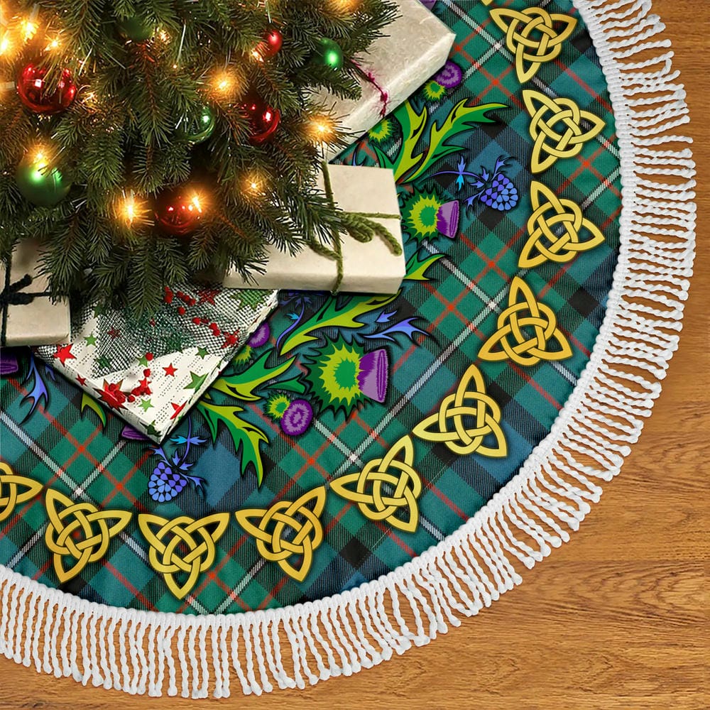 Scottish Ferguson Ancient Tartan Thistle Celtic Knot Christmas Tree Skirt - Image 5