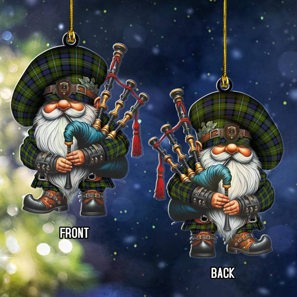 Scottish Ferguson Clan Badge Tartan Bagpiper Gnome Ornament - Image 2