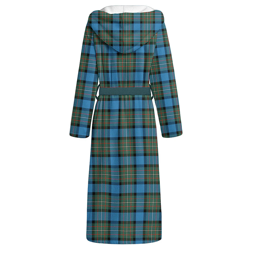 Scottish Fergusson Ancient Clan Badge Tartan Flannel Hooded Bathrobe - Image 2