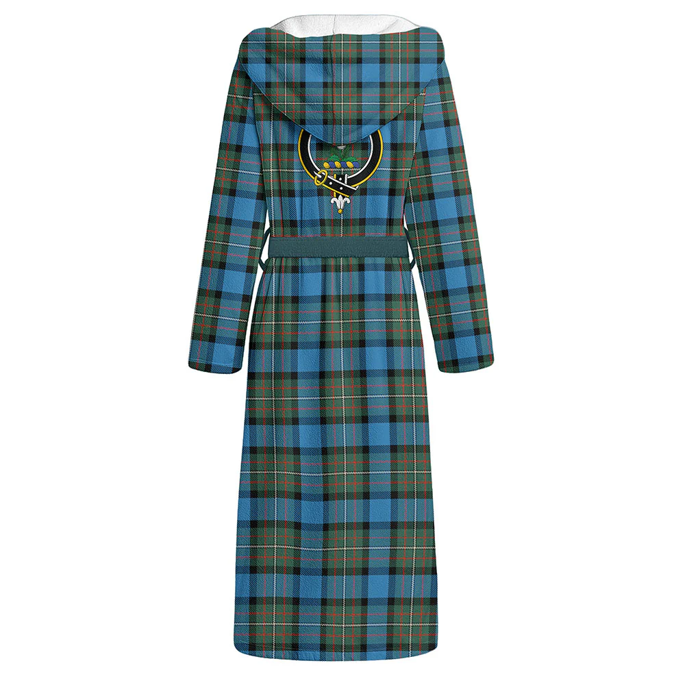 Scottish Fergusson Ancient Clan Badge Tartan Flannel Hooded Bathrobe - Image 3
