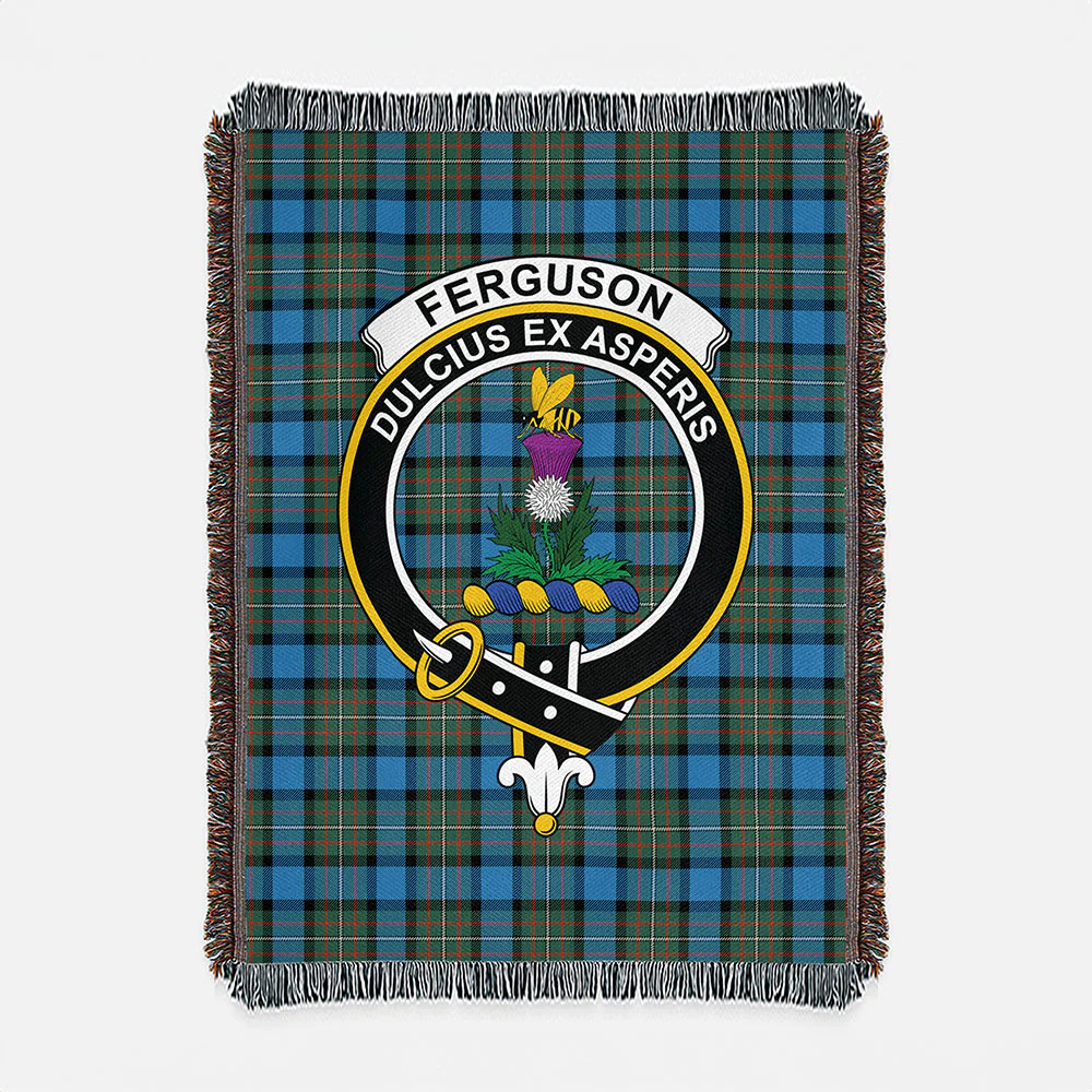 Scottish Fergusson Ancient Clan Badge Tartan Woven Blanket - Image 2