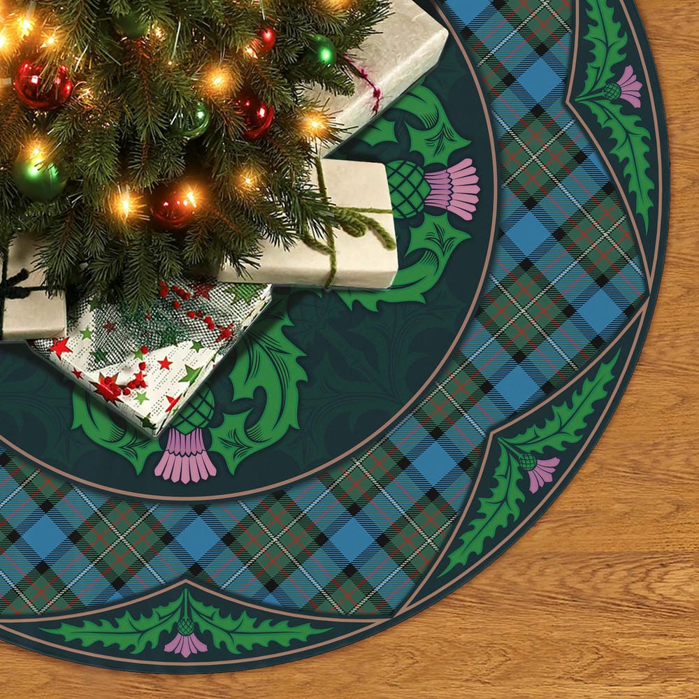 Scottish Fergusson Ancient Tartan Christmas Tree Skirt Old Scottish Thistle Flower - Image 2
