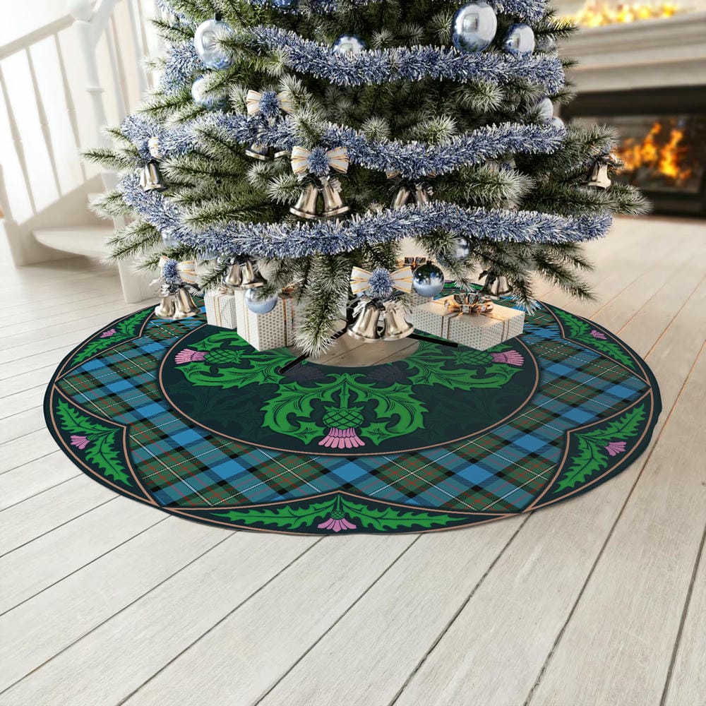 Scottish Fergusson Ancient Tartan Christmas Tree Skirt Old Scottish Thistle Flower - Image 3