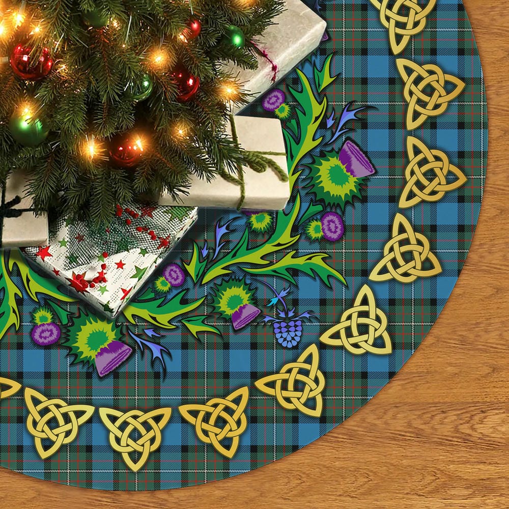 Scottish Fergusson Ancient Tartan Thistle Celtic Knot Christmas Tree Skirt - Image 2