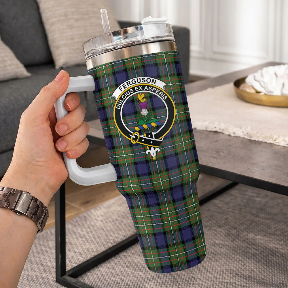 Scottish Fergusson Modern Clan Badge Tartan 40oz Tumbler - Image 10