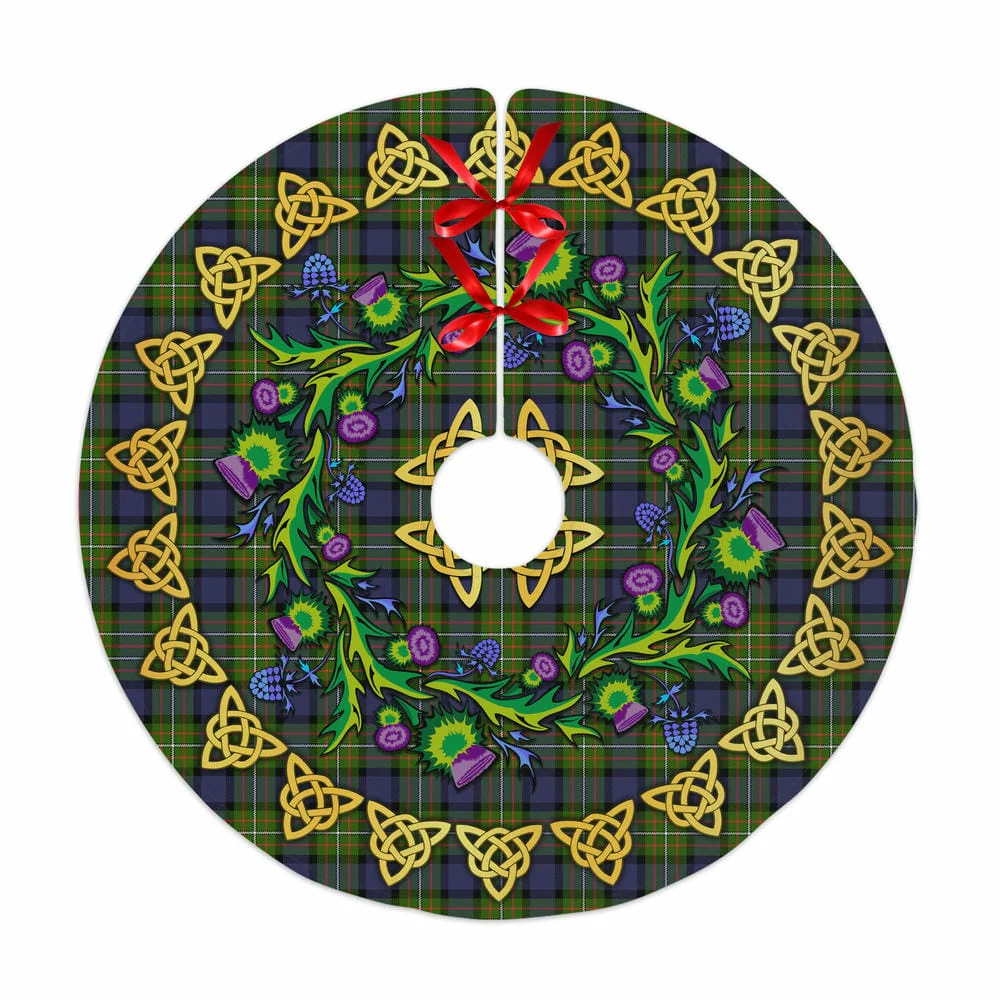 Scottish Fergusson Modern Tartan Thistle Celtic Knot Christmas Tree Skirt