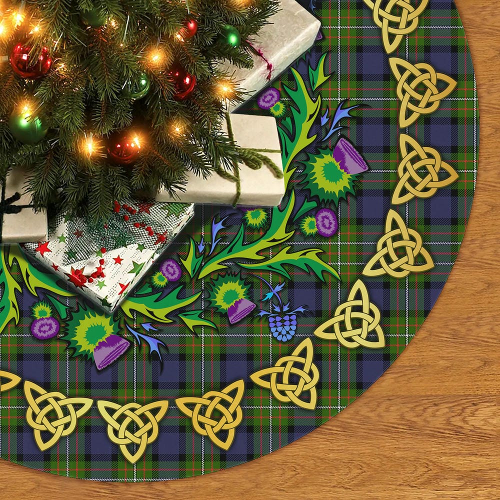 Scottish Fergusson Modern Tartan Thistle Celtic Knot Christmas Tree Skirt - Image 2