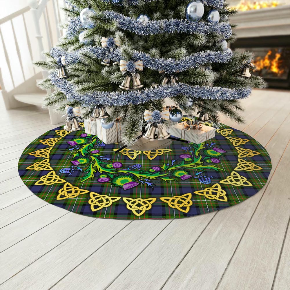 Scottish Fergusson Modern Tartan Thistle Celtic Knot Christmas Tree Skirt - Image 3