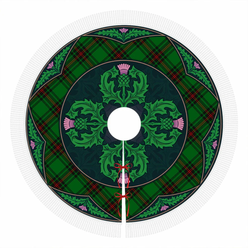 Scottish Fife District Tartan Christmas Tree Skirt Old Scottish Thistle Flower - Image 4