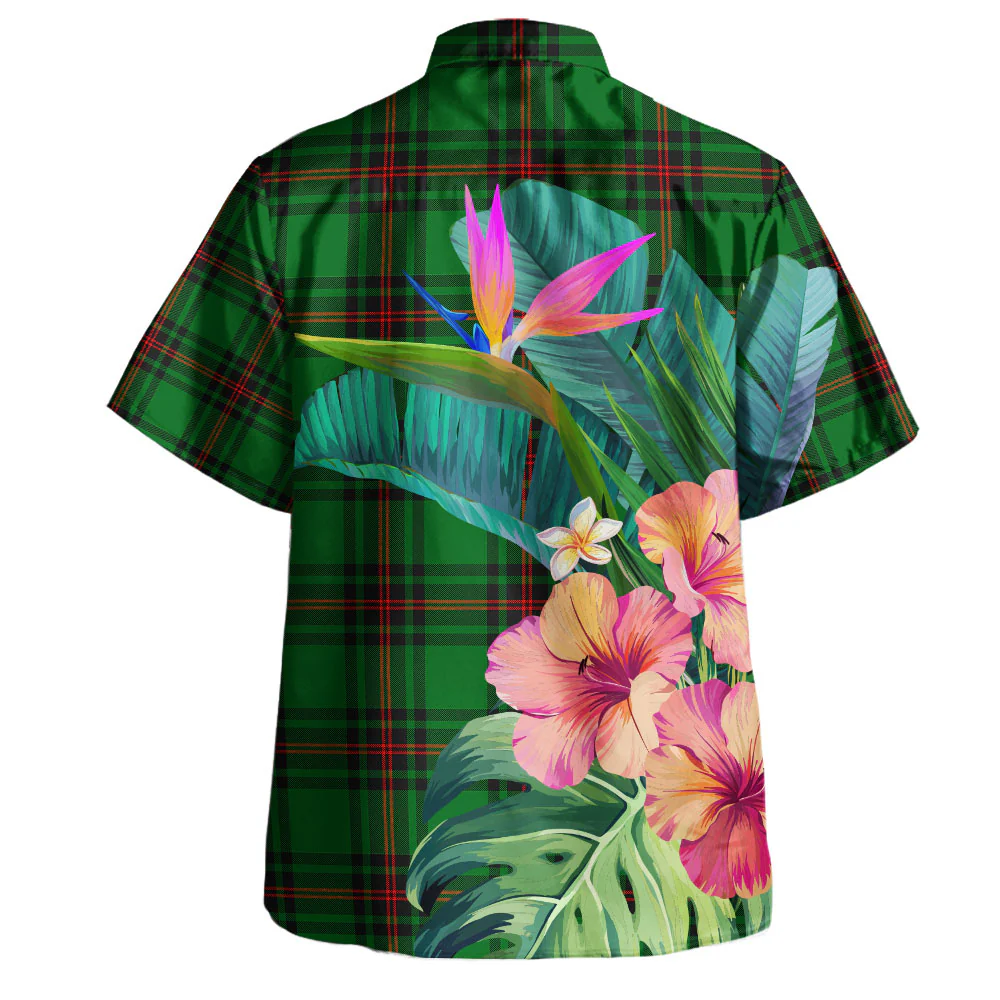 Scottish Fife District Tartan Hawaiian Shirt Bouquet Tropical Style - Image 2
