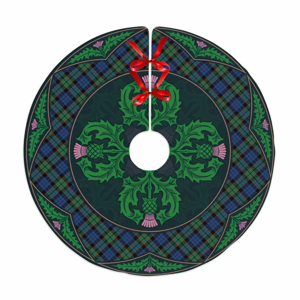 Scottish Fletcher Ancient Tartan Christmas Tree Skirt Old Scottish Thistle Flower