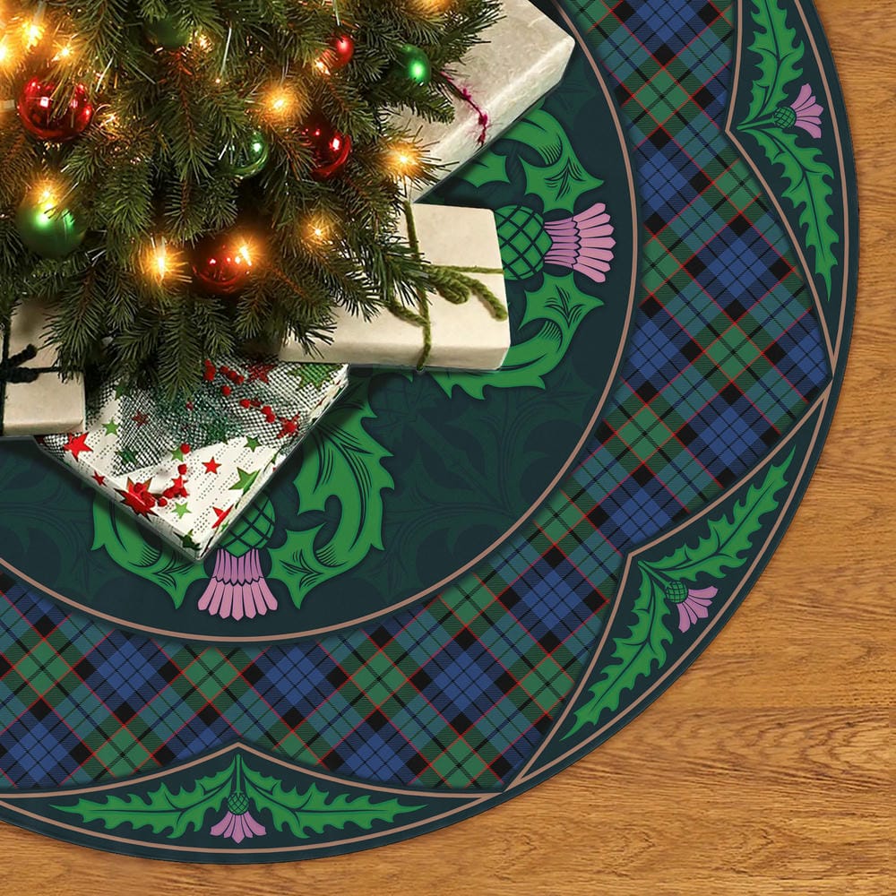 Scottish Fletcher Ancient Tartan Christmas Tree Skirt Old Scottish Thistle Flower - Image 2