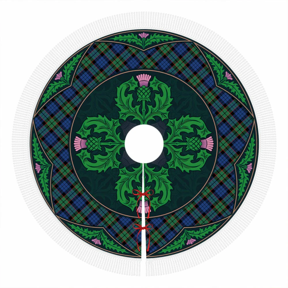 Scottish Fletcher Ancient Tartan Christmas Tree Skirt Old Scottish Thistle Flower - Image 4