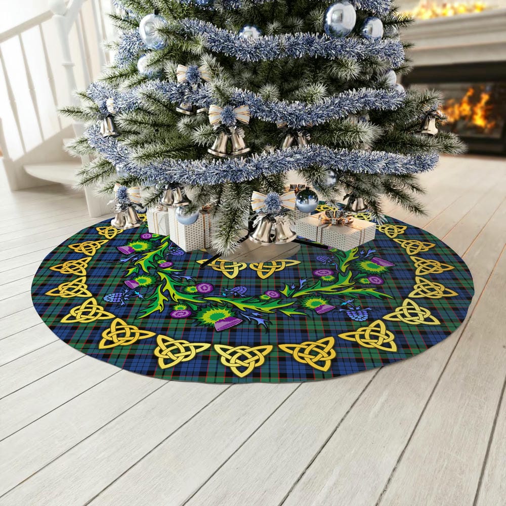 Scottish Fletcher Ancient Tartan Thistle Celtic Knot Christmas Tree Skirt - Image 3