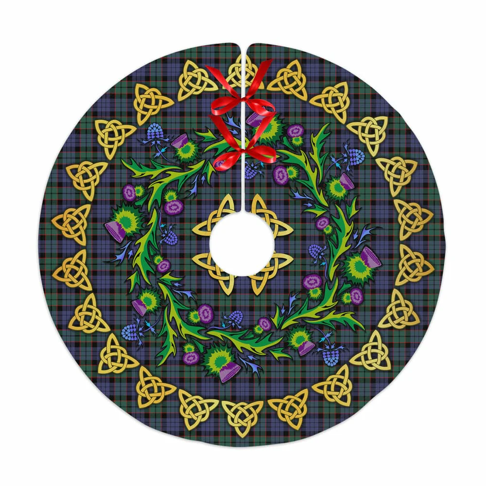 Scottish Fletcher Modern Tartan Thistle Celtic Knot Christmas Tree Skirt