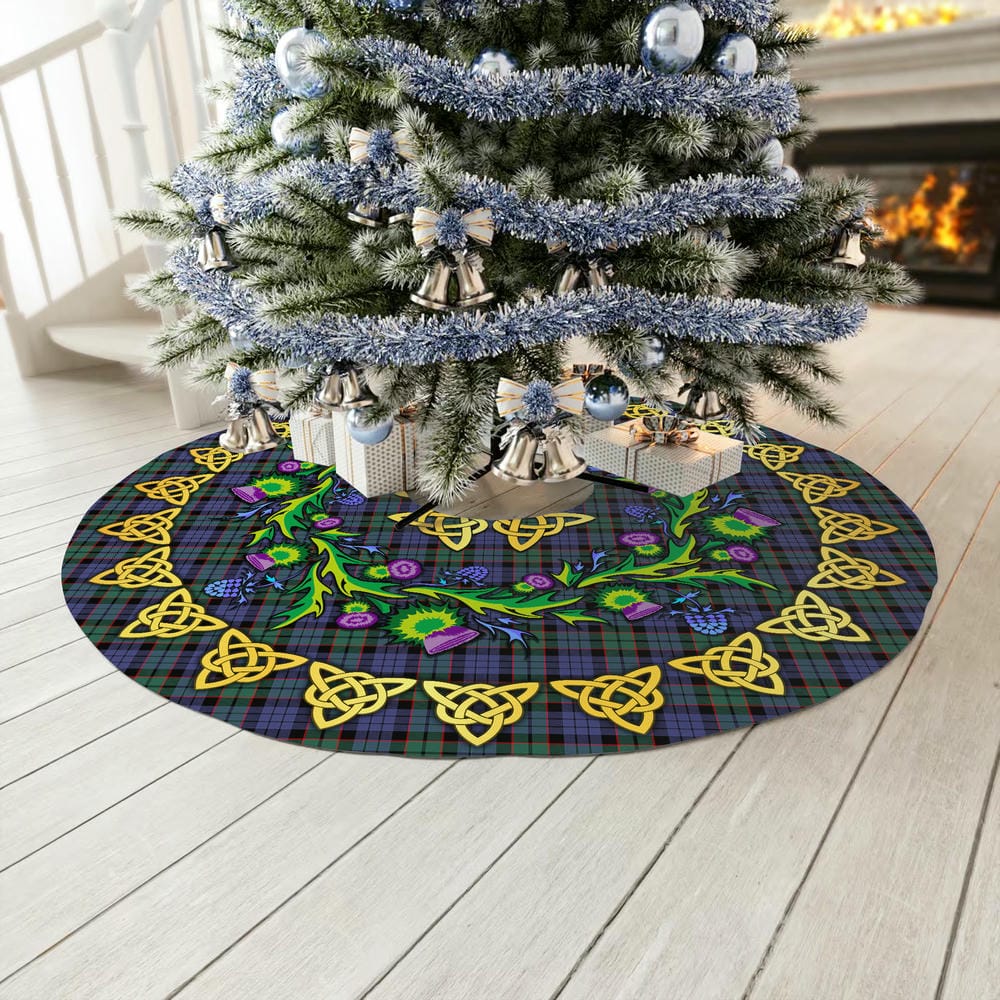 Scottish Fletcher Modern Tartan Thistle Celtic Knot Christmas Tree Skirt - Image 3