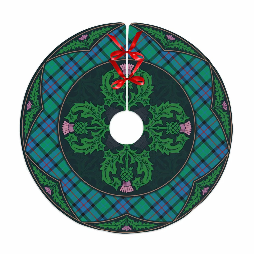 Scottish Flower of Scotland Tartan Christmas Tree Skirt Old Scottish Thistle Flower