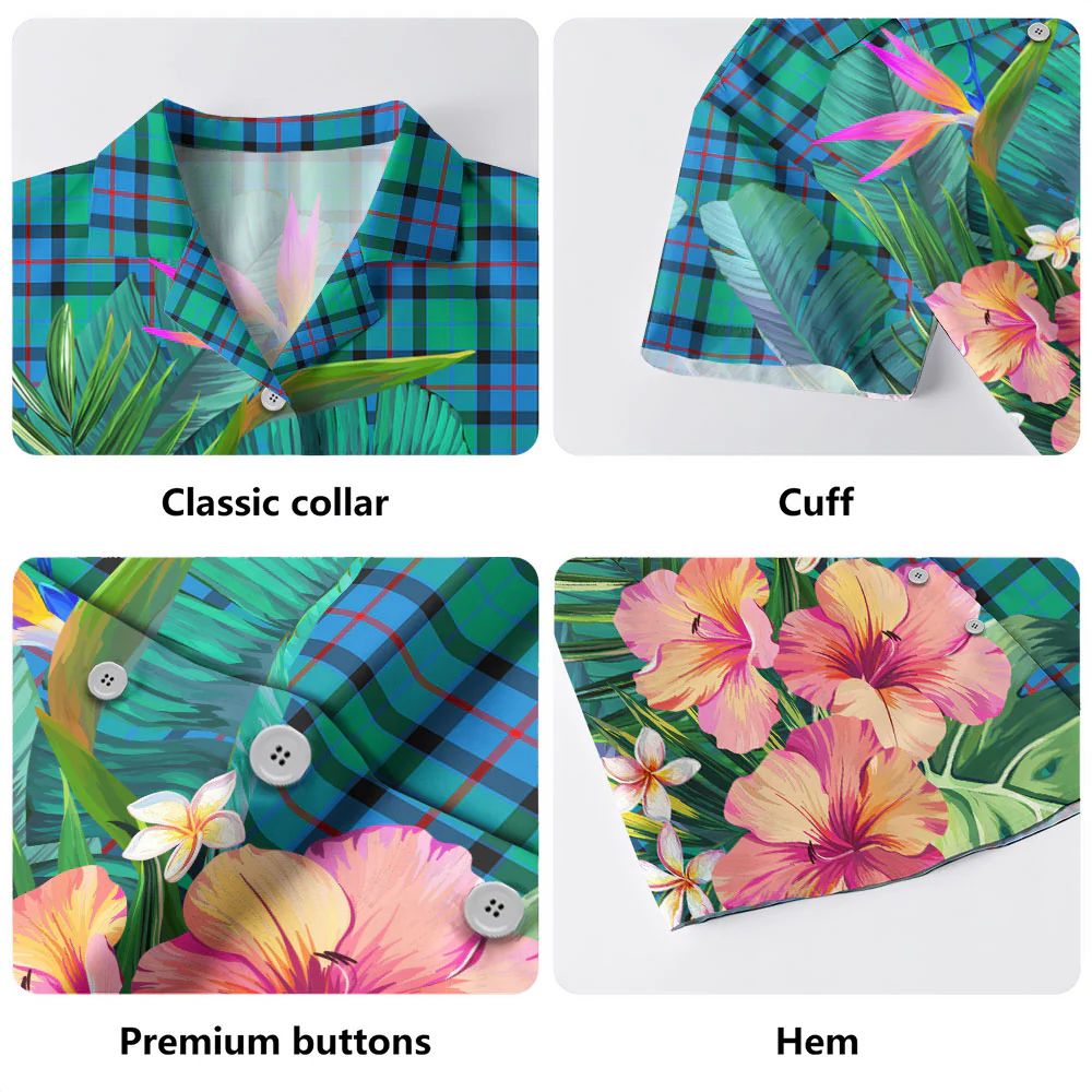 Scottish Flower Of Scotland Tartan Hawaiian Shirt Bouquet Tropical Style - Image 3