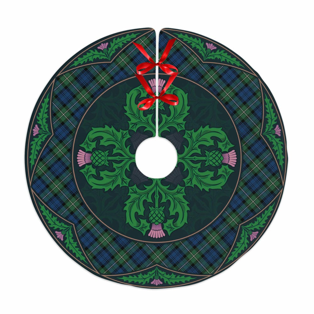 Scottish Forbes Ancient Tartan Christmas Tree Skirt Old Scottish Thistle Flower