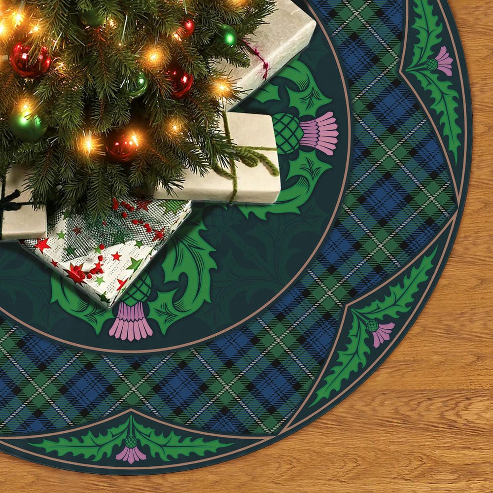 Scottish Forbes Ancient Tartan Christmas Tree Skirt Old Scottish Thistle Flower - Image 2
