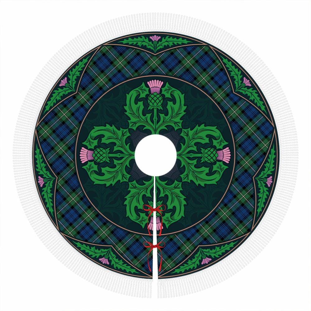 Scottish Forbes Ancient Tartan Christmas Tree Skirt Old Scottish Thistle Flower - Image 4