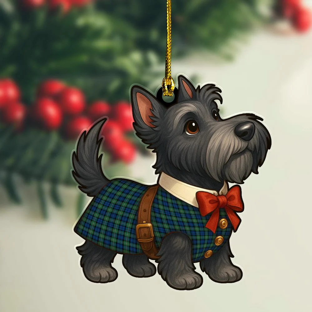 Scottish Forbes Ancient Tartan Ornament Scottie Dog