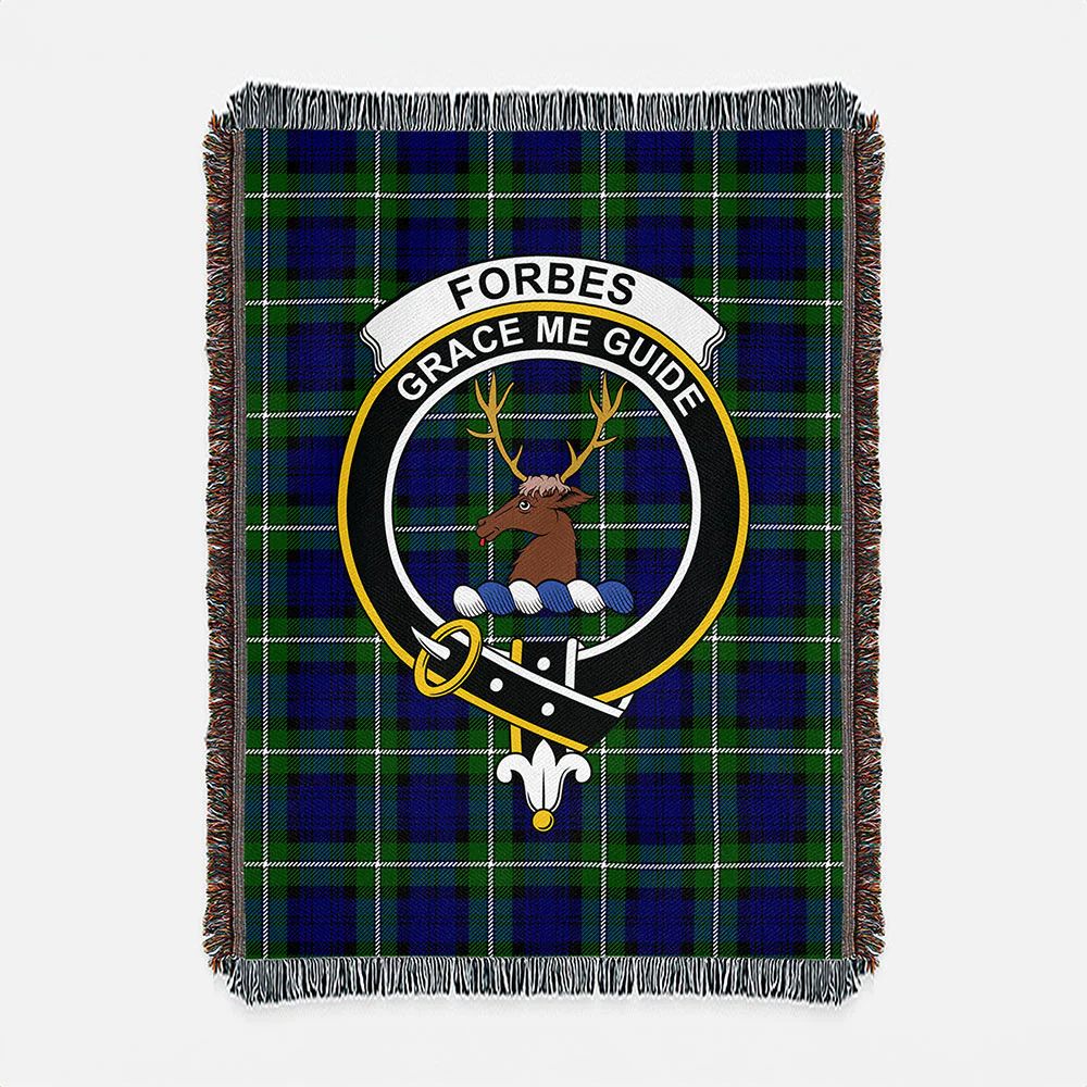 Scottish Forbes Modern Clan Badge Tartan Woven Blanket - Image 2