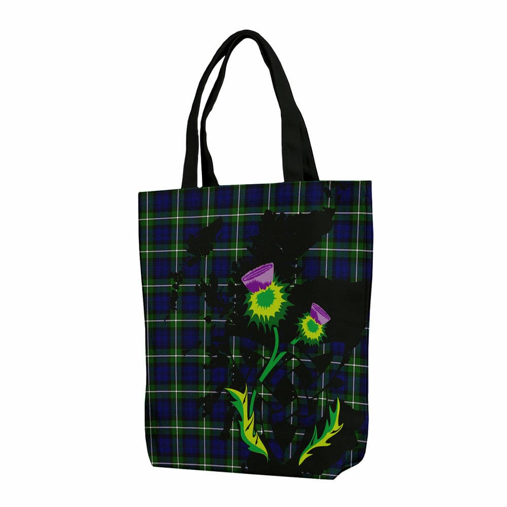 Scottish Forbes Modern Tartan Canvas Bag With Shoulder Strap With Thistle