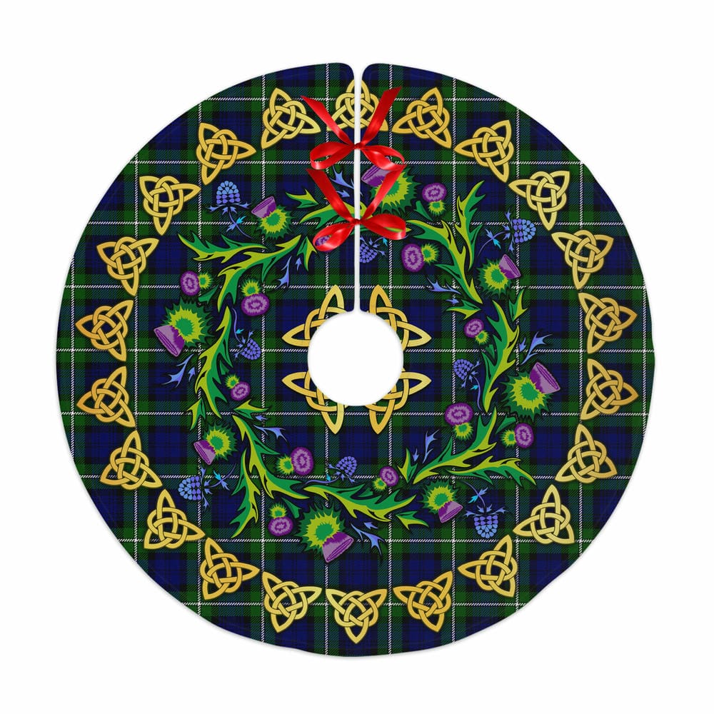 Scottish Forbes Modern Tartan Thistle Celtic Knot Christmas Tree Skirt