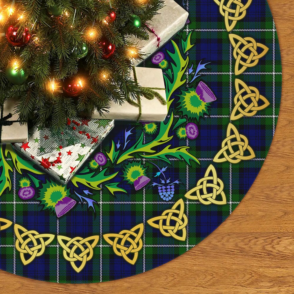 Scottish Forbes Modern Tartan Thistle Celtic Knot Christmas Tree Skirt - Image 2