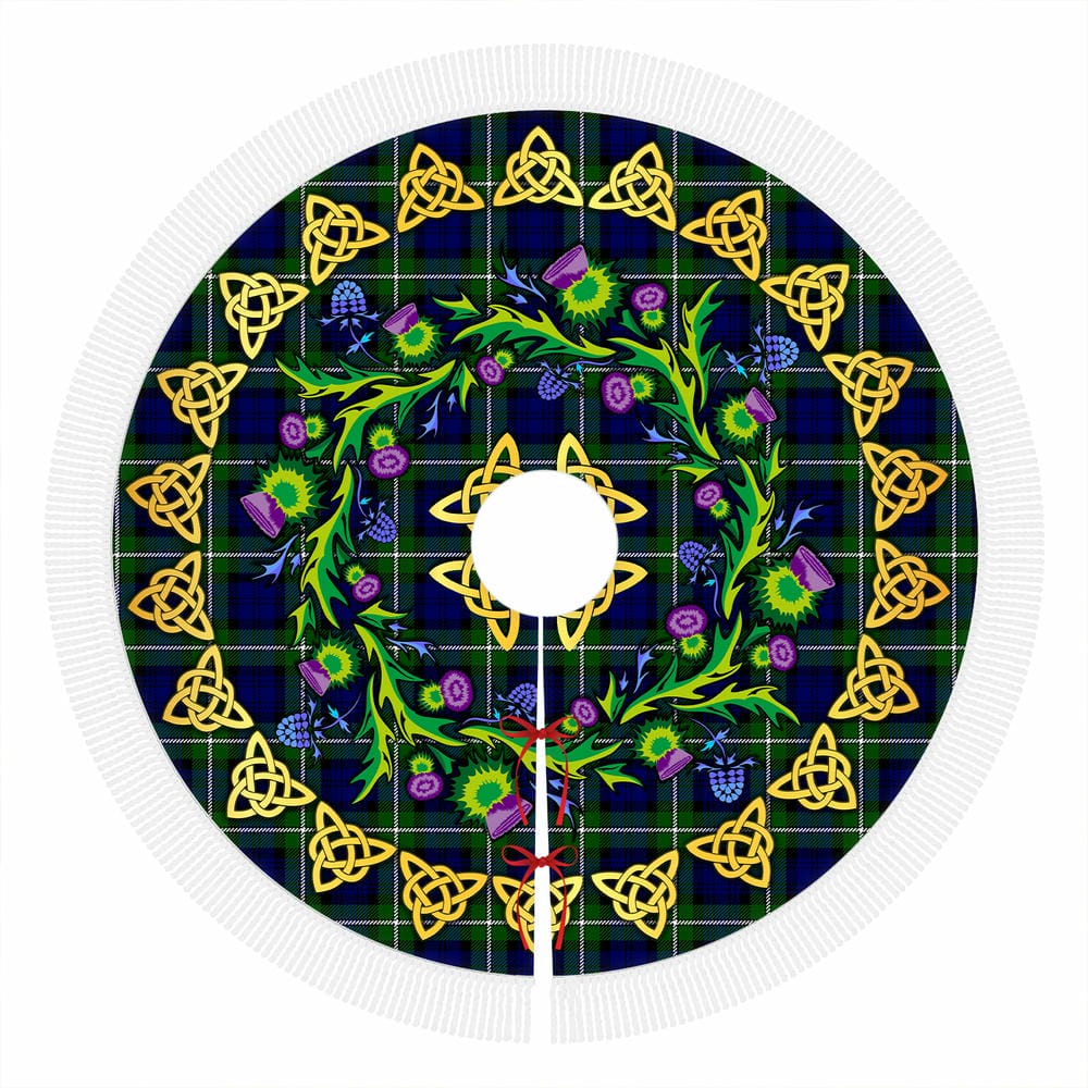 Scottish Forbes Modern Tartan Thistle Celtic Knot Christmas Tree Skirt - Image 4