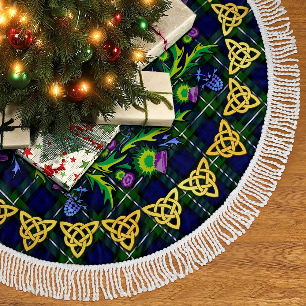 Scottish Forbes Modern Tartan Thistle Celtic Knot Christmas Tree Skirt - Image 5