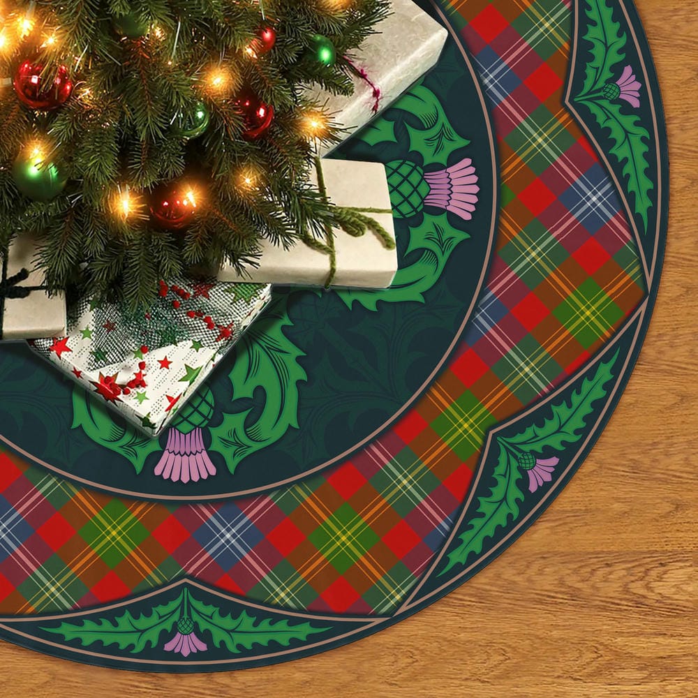Scottish Forrester Tartan Christmas Tree Skirt Old Scottish Thistle Flower - Image 2