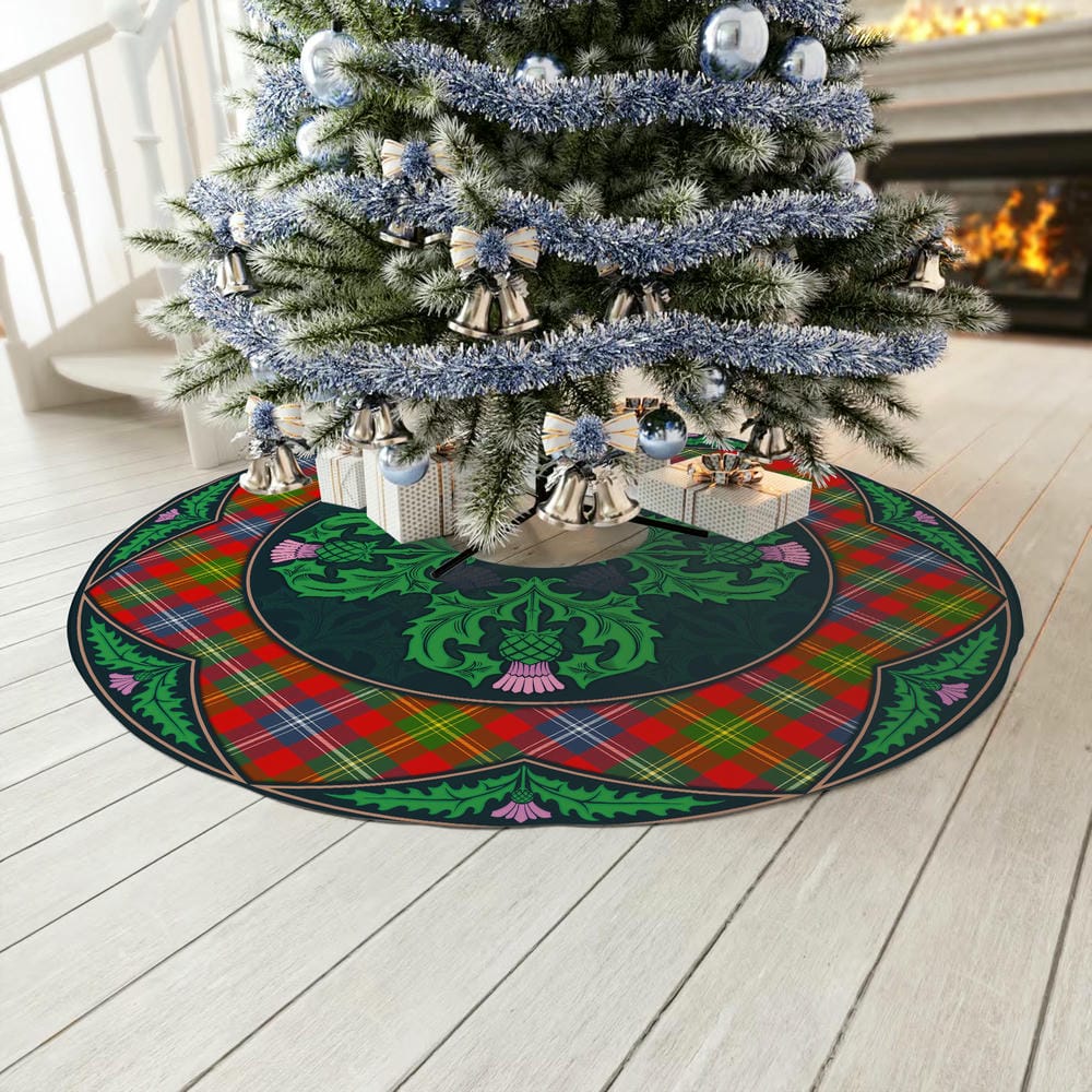 Scottish Forrester Tartan Christmas Tree Skirt Old Scottish Thistle Flower - Image 3