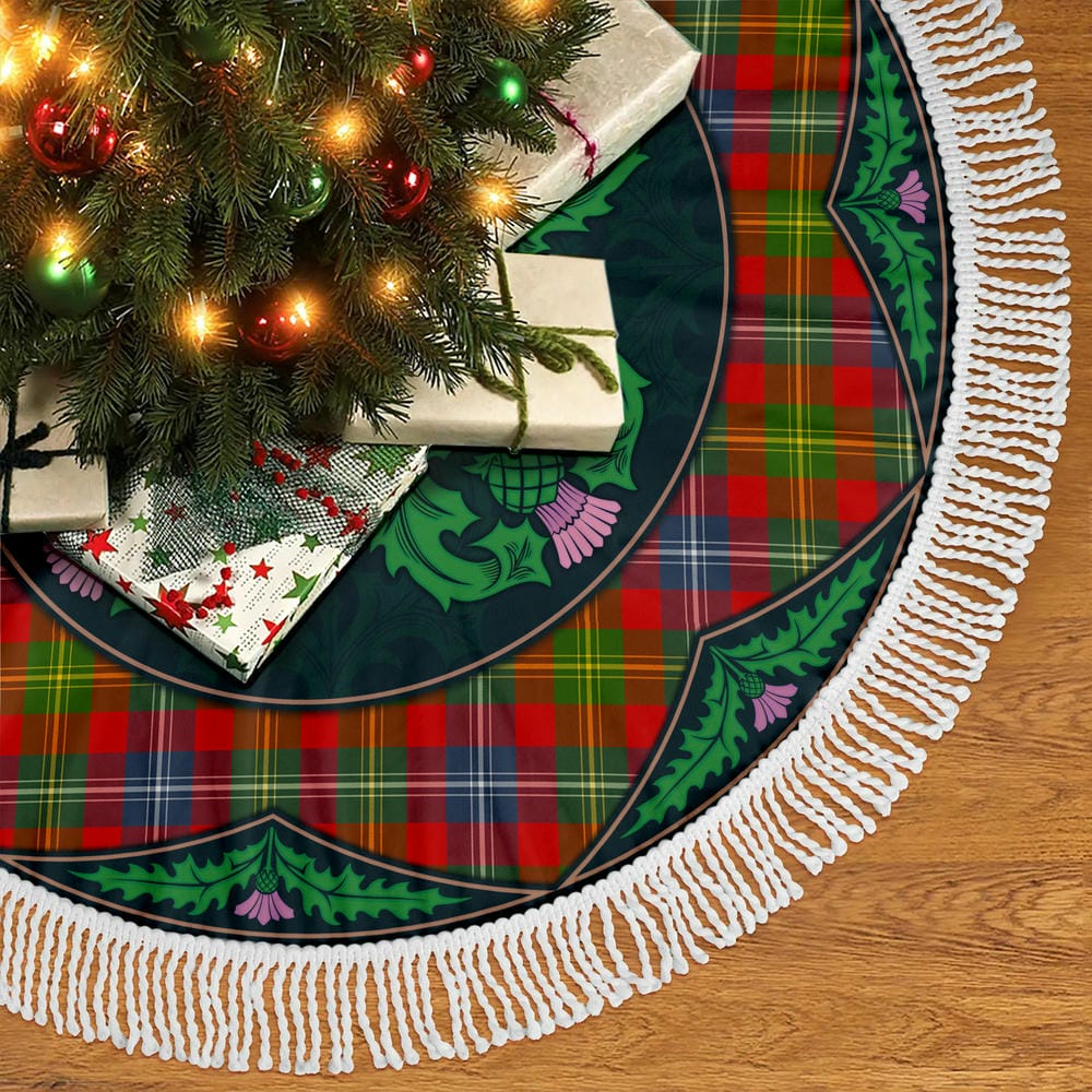 Scottish Forrester Tartan Christmas Tree Skirt Old Scottish Thistle Flower - Image 5