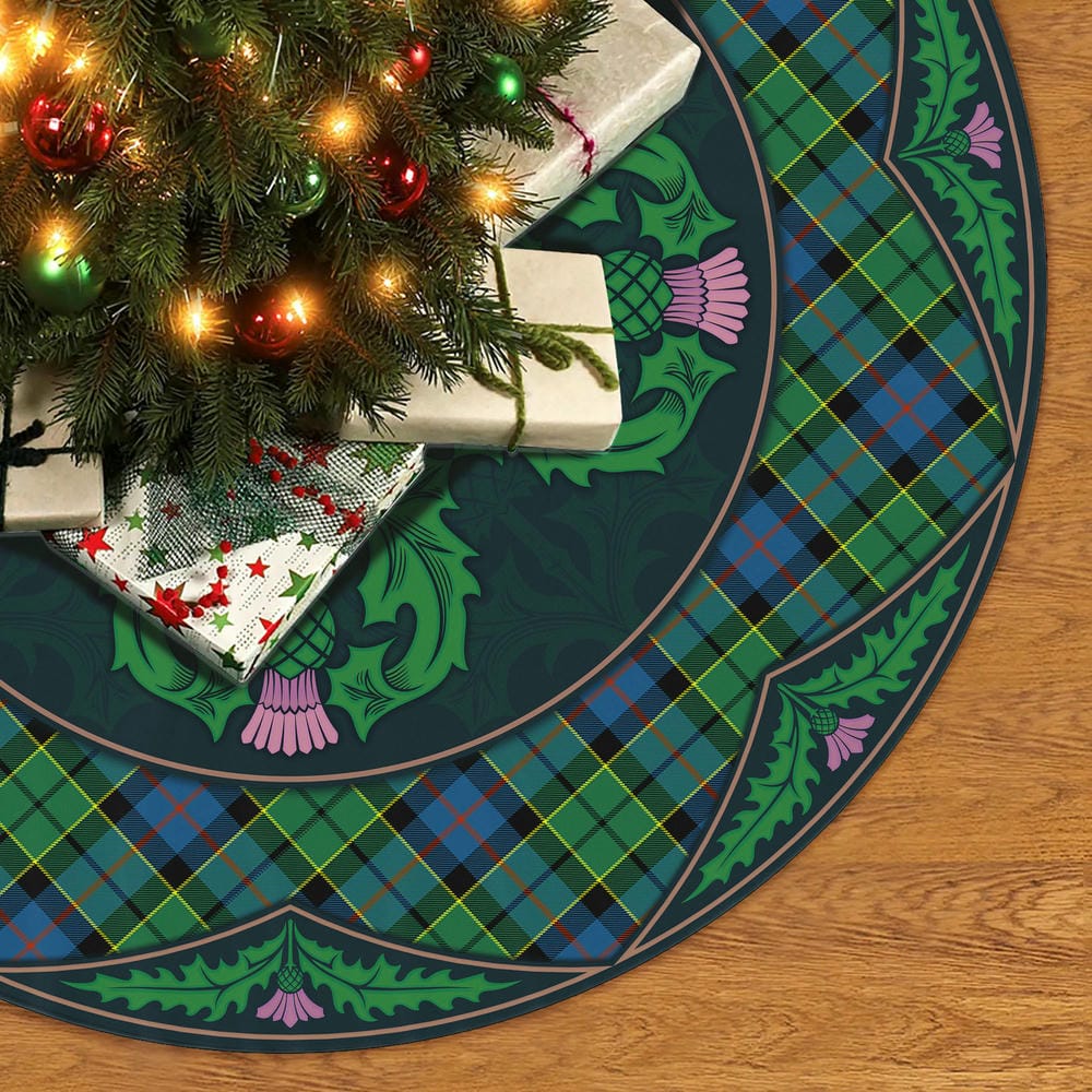 Scottish Forsyth Ancient Tartan Christmas Tree Skirt Old Scottish Thistle Flower - Image 2