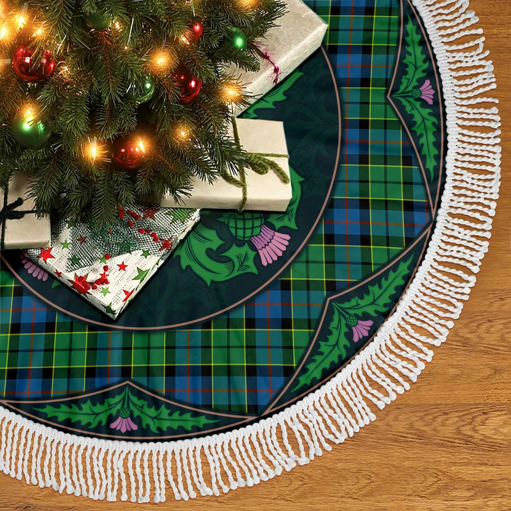 Scottish Forsyth Ancient Tartan Christmas Tree Skirt Old Scottish Thistle Flower - Image 5