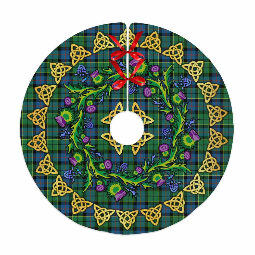 Scottish Forsyth Ancient Tartan Thistle Celtic Knot Christmas Tree Skirt
