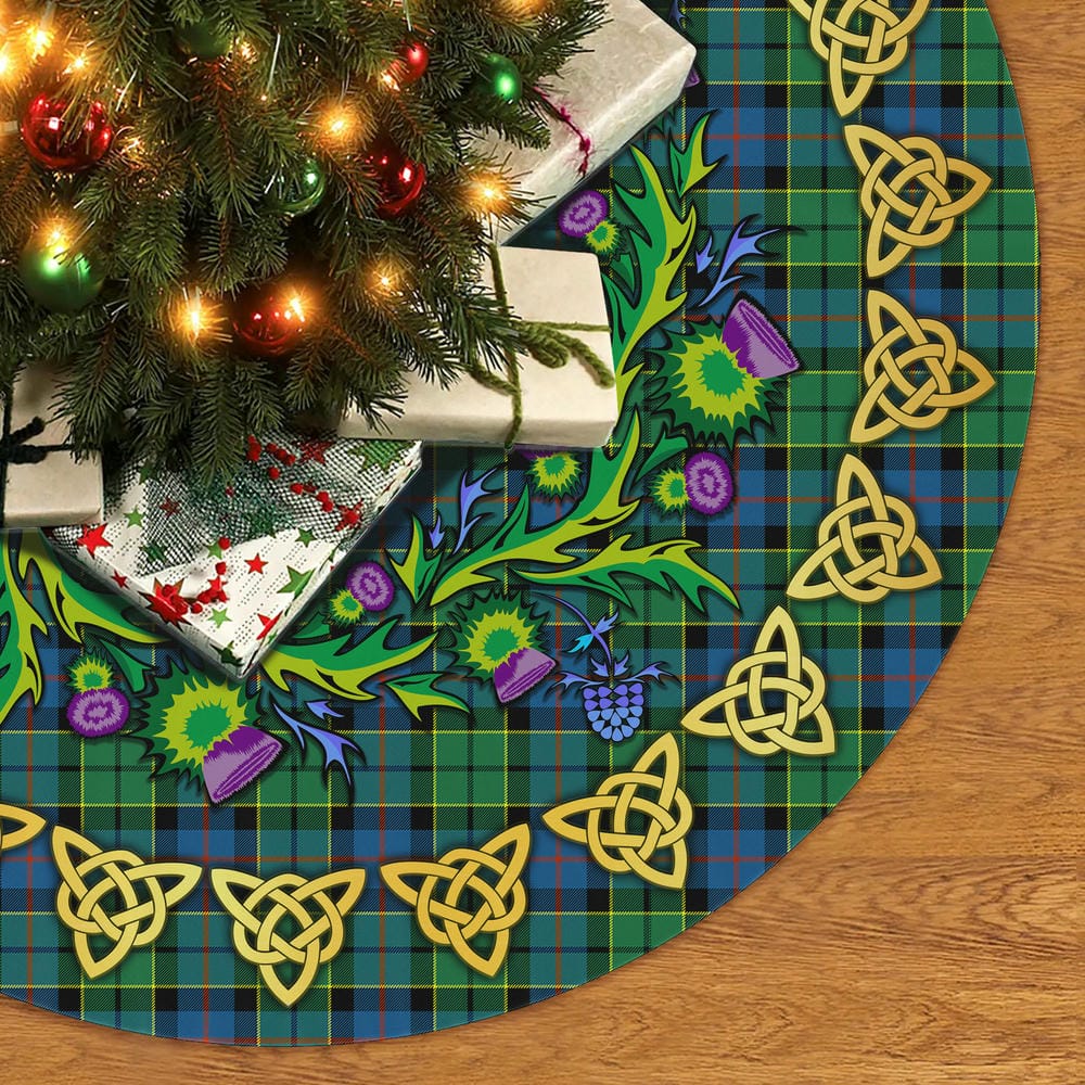 Scottish Forsyth Ancient Tartan Thistle Celtic Knot Christmas Tree Skirt - Image 2