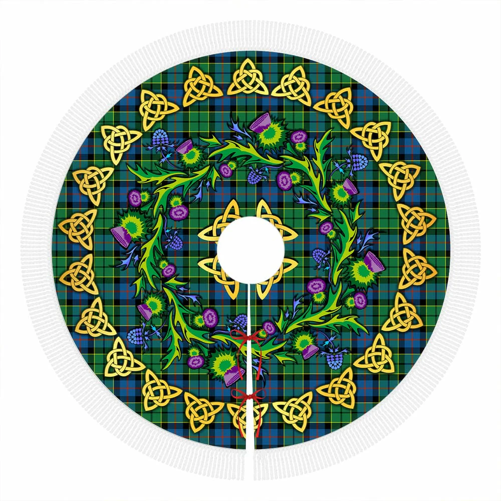 Scottish Forsyth Ancient Tartan Thistle Celtic Knot Christmas Tree Skirt - Image 4