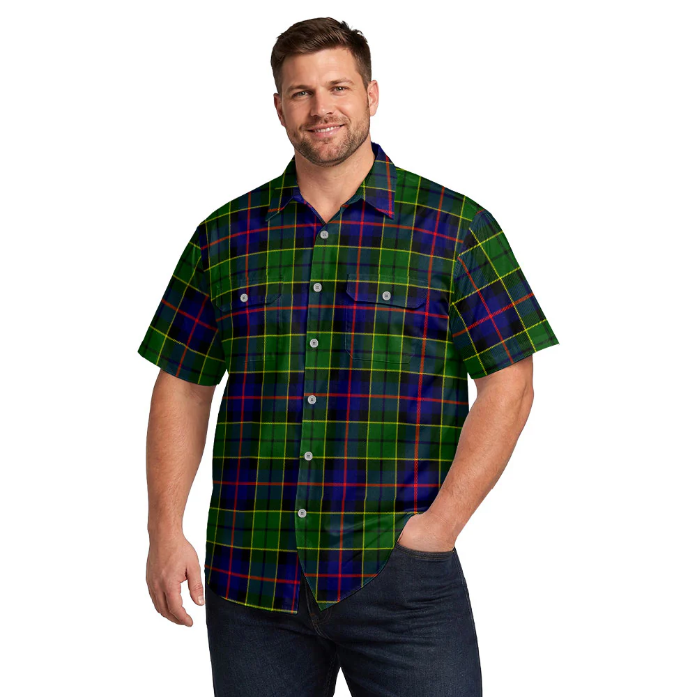 Scottish Forsyth Modern Clan Badge Tartan Short Sleeve Work Shirt - Image 4