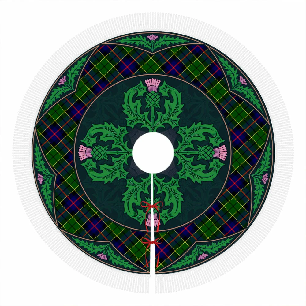 Scottish Forsyth Modern Tartan Christmas Tree Skirt Old Scottish Thistle Flower - Image 4