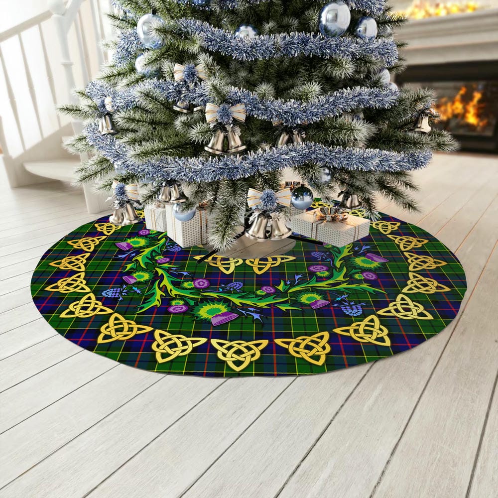 Scottish Forsyth Modern Tartan Thistle Celtic Knot Christmas Tree Skirt - Image 3