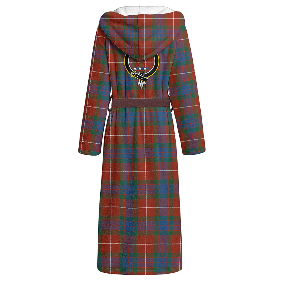 Scottish Fraser Ancient Clan Badge Tartan Flannel Hooded Bathrobe - Image 3